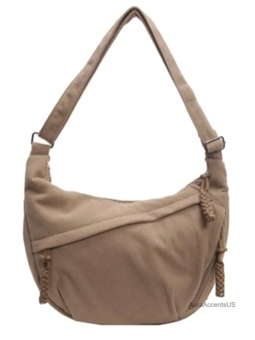 Corduroy Nylon Crescent Shoulder Bag Hobo Crossbody Purse
